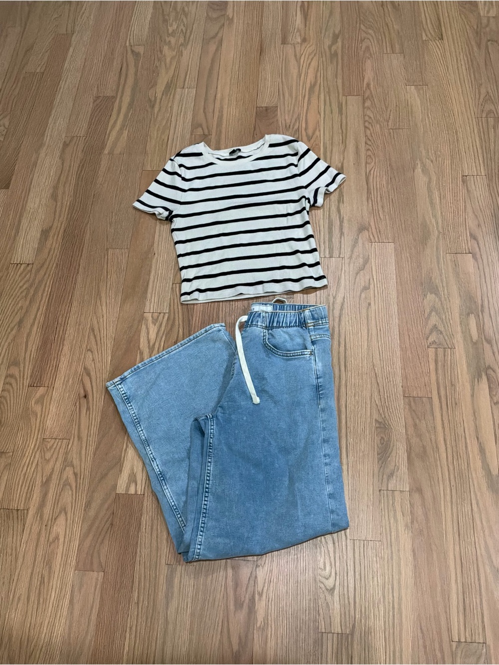 GAP Light Blue Wide Leg knit Drawstring Jeans XS petite